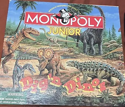 Vintage 1998 Monopoly Junior Jr Dig'n Dinos Dinosaur Board Game COMPLETE!  • $10
