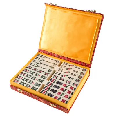 Chinese Mahjong Game Set 144 Tiles In Ornate Case 1.25 X .75 Inch Tiles • $37.86