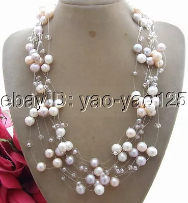 8Strds Multi Color Pearl Crystal Necklace Starry Necklace 20  • $28.50