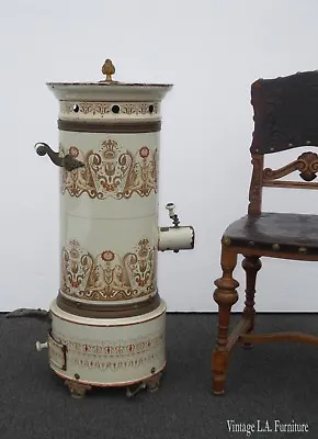 $2350 • Buy Antique Water Heater Parlor Stove Porcelain W Lion Motif Was A Disneyland Prop