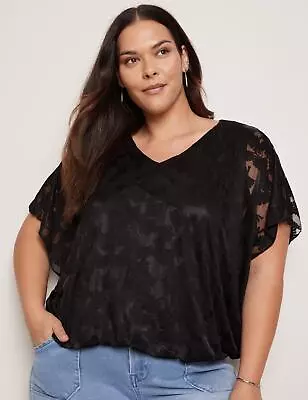 AUTOGRAPH - Plus Size - Womens Tops -  Elbow Sleeve Burn Out Kaftan Top • $16.05