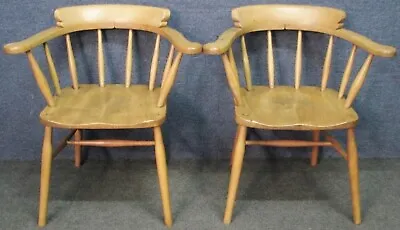 Pair Of Captains Or Pub Armchairs Victorian Style Solid Elm And Beech No 1 • £345