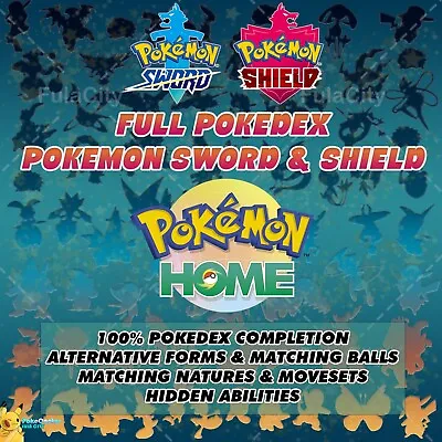 $19.99 • Buy ✨Shiny Full Pokedex Gen 8 Pokemon Sword & Shield | Pokemon Home | COMPLETE 100%