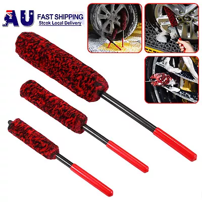 3X Wheel Cleaning Brush Kit Auto Woolies Soft High Quality Luxury Rim Brushes AU • $28.95