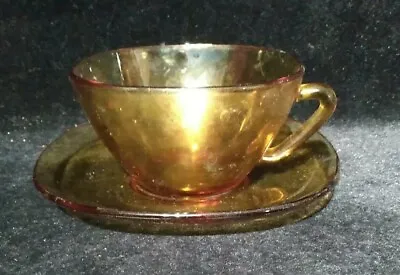 Vereco France Amber Glass Cup And Saucer 10oz  • $7.65