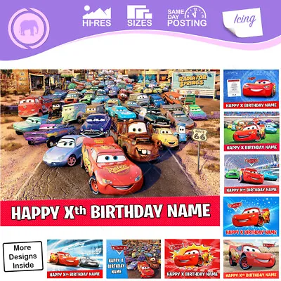 Disney Cars Lightning McQueen Personalised Cake Topper  Sizes Inc Costco • £13.97