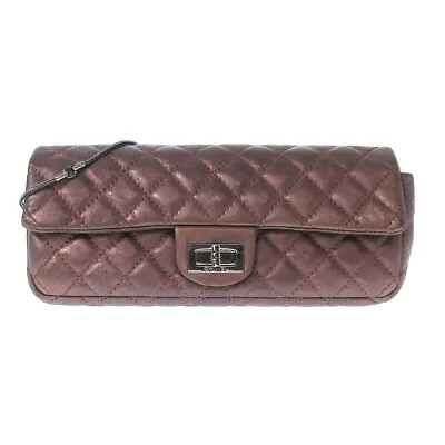 Auth CHANEL 2.55/Wild Stitch - Purple Leather Women's Shoulder Bag • $1197