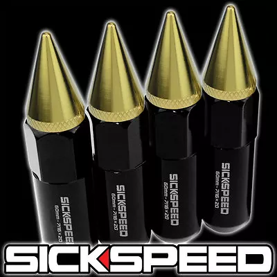 Sickspeed 4 Pc Black/24k Gold Spiked Aluminum 60mm Lug Nuts Wheels 7/16x20 L28 • $13.88