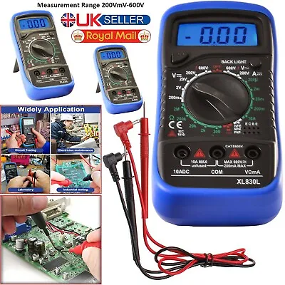 Digital Multimeter LCD Voltmeter Ammeter AC DC OHM Current Circuit Buzzer Tester • £7.85