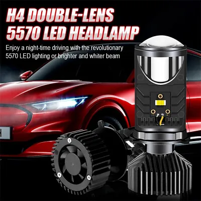 2x H4/9003 Mini Bi-LED LED Projector Lens Hi-Lo Beam Headlight Bulb Retrofit DIY • $29.04