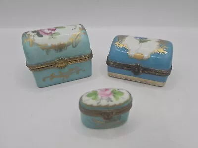 3 X Vintage Hand Painted Limoges France Peint Màin Porcelain Trinket Boxes • £49.99