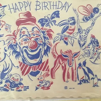 NOS Vintage MCM 1950s Circus Animals Clowns Theme Paper Placemats 14 Count  • $12.99