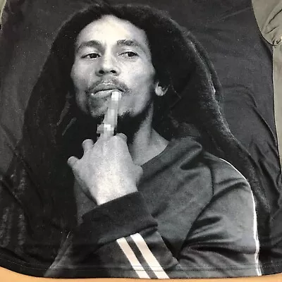 Bob Marley Mens Shirt 3XL XXXL Finger F-U FU Blurry Blue Front AOP Wailers 1926 • $7.37