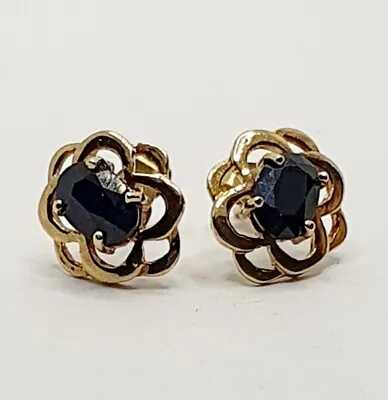 9ct Stud Oval Sapphire Celtic Earrings 9ct Yellow Gold  • £75
