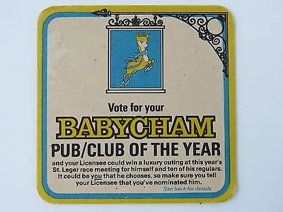 Beer Coaster ~ Vote For Your BABYCHAM Sparkling Perry Pub/Club Of The Year; Deer • £9.05