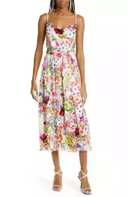 New Alice + Olivia Samantha Floral Cowl Neck Midi Dress In Flower Shop Size 6 • $189