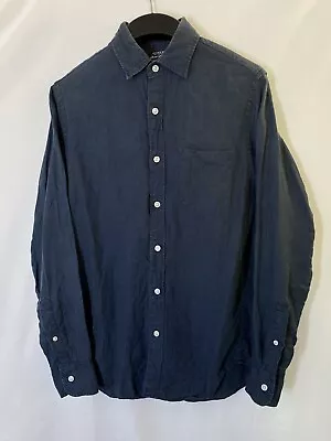 Jcrew Shirt Mens XS Navy Blue 100% Linen Button Up Long Sleeve Baird Mcnutt USA • $24.99