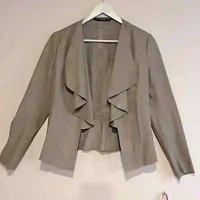 Zara - Women Jacket Basic Collection Taupe Nude Faux Leather Open Front Size S • $25