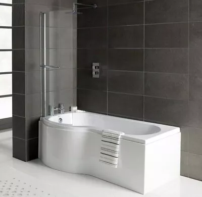 P Shape Shower Bath Tub Screen Side + End Panel 1700mm X 700mm Left Hand EB102 • £173.44