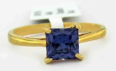 AAA  0.92 Cts LAB TANZANITE RING 10K YELLOW GOLD - New With Tag - MADE IN USA • £0.78