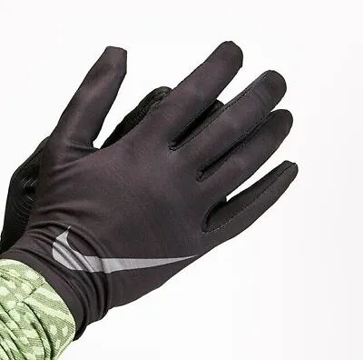 Nike Dri-Fit LightWeight Base LAYER Tech Running Warm Glove Black Winter Sz M/L • £22.99