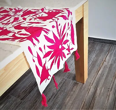 Otomi Table Runner Tenango Hand Embroidered  Mexican Folk Art • $145