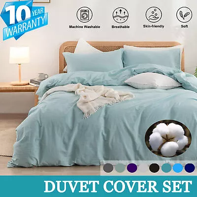 2000TC Cotton Quilt Duvet Cover Set Ultra Soft King Single Queen Double Size Bed • $23.50