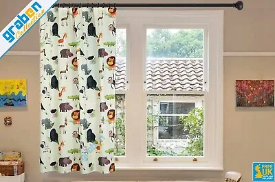 Digital Printed Decorative Single Panel Curtain For Kids Bedroom Safari Animals • £24.90