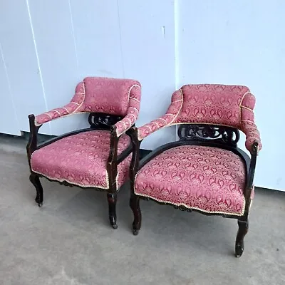 Pair Of Edwardian Mahogany Parlour Chairs • £160