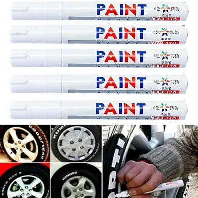 5X Paint Marker Pen Waterproof Oil Markers Pens Car Tyre Tire Tyres Metal White • £5.99