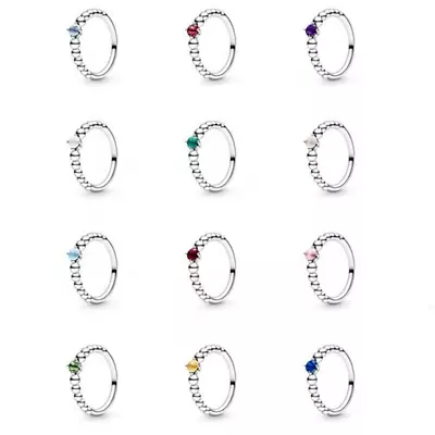 £7.90 • Buy Birthstone Rings Collection Beaded S925 Sterling Silver