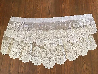 Dusty Rose Lace CURTAIN Valance Top Treatment Semi Sheer Lovely Shade Vintage • $25.50