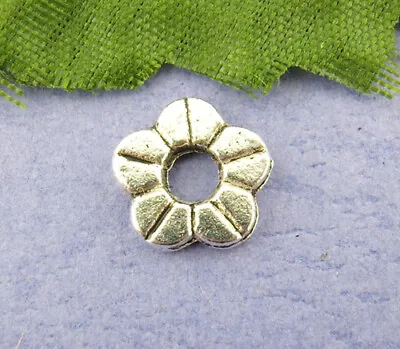 £2.95 • Buy 40 Detailed Flat Flower Daisy Spacer Beads Antique Silver 10 Mm Jewellery Craft