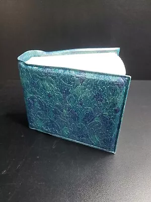 Vintage 1960s Embossed Vinyl Paper Note Pad Blue Teal 5 ×4 ×1.5  • $20