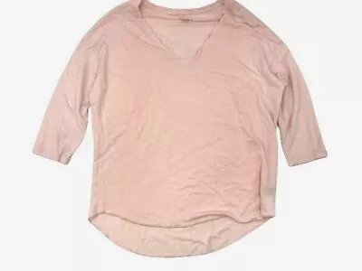 $175 Majestic Paris Women's Pink Elbow Sleeve V-Neck Soft Touch T-Shirt Size 3 • $55.98