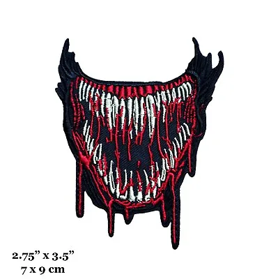 Monster Evil Fangs Jaw Mouth Blood Teeth Venom Embroidered Iron On Patch • $4.99