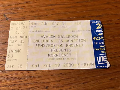 Morrissey Concert Ticket Stub 02/19/2000 Avalon Ballroom Boston Phoenix • $12.99