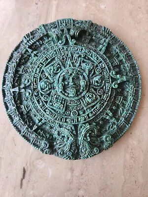 Zarebski Possibly Wall Plaque Round Crushed Malachite Aztec Mayan • $39.60