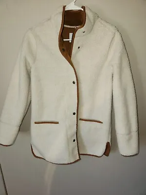 NWT Old Navy White Fleece Faux Leather Coat Jacket - Men's Small - Very Nice! • $30