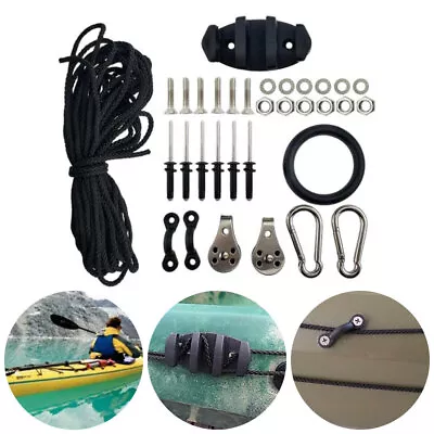 Kayak Anchor Trolley Set Rope Pulleys Pad Eyes Rivets Marine Accessories UK New • £16.12