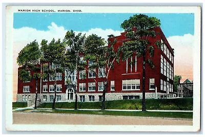 C1920's Marion High School Campus Building Roadside Tree Marion Ohio OH Postcard • $14.98