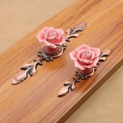 £8.99 • Buy DIY Vintage Ceramic Rose Flower Drawer Knob Pull Handle Door Cabinet Knobs 