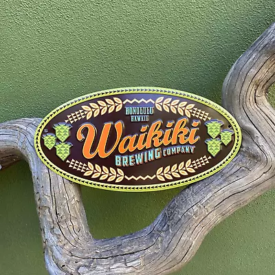 Waikiki Brewing Co Small Logo Tin Tacker Metal Beer Sign • $12