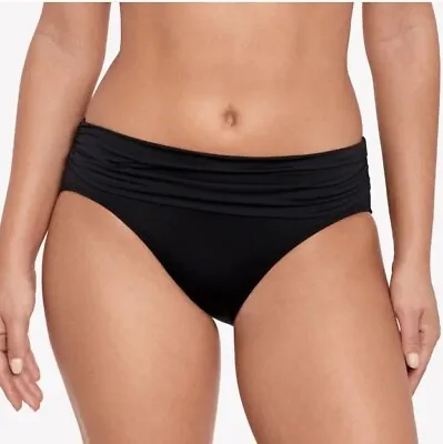 NWOT Ralph Lauren Lauren Bikini Bottom Size 8 Black Shirred Banded  Beach Club • £37.99