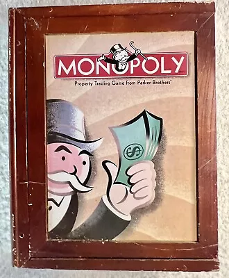 Monopoly Vintage Game Collection Wooden Library Book Shelf Wood Box 2005 Edition • $29.90