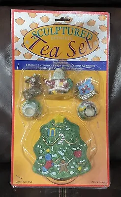 Sculptured Miniature Christmas Tea Set • $12.99