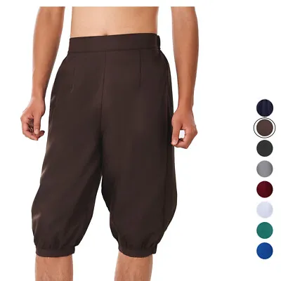 Medieval Short Breeches For Men Riding Pants Victorian Colonial Cropped Pants • £15.59