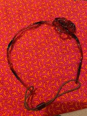 L. Erickson Headband Brown Rubber Flower. Stretchy Tortoise Color Trendy Comfy • $22