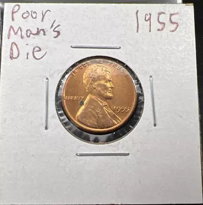 1955 P 1c Lincoln Wheat Cent Penny Coin Poor Man Strike Double Die UNC #B • $12.99