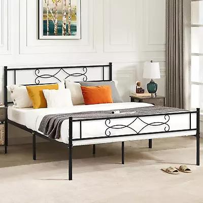 14  Queen Size Metal Platform Bed Frame With HeadboardPremium Steel Slat Suppor • $117.99